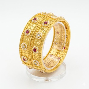 925 Silver Antique Bangles Traditional Stone Designer <b>Kada</b> Flower Design For Women Wedding Jewelry - Product Image 1