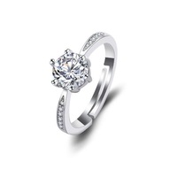 Bague classique à six griffes en gros, unisexe, ouverture en alliage, bague de fiançailles, niche, bijoux de luxe Yiwu, commerce extérieur, or