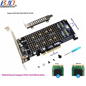 PCL-E 4.0 8X เป็น<span class=keywords><strong>2</strong></span> NGFF คีย์ <span class=keywords><strong>M</strong></span>.<span class=keywords><strong>2</strong></span> B + <span class=keywords><strong>M</strong></span> 2280 M2 NVMe SSD อะแดปเตอร์การ์ดขยายการสนับสนุน PCIe X4x4 bifurcation - Product Image 1