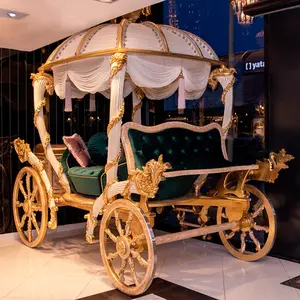 OEM Luxury Pumpkin Car Design Crianças Camas Carro Dourado Carro Criança Cama Crianças Princesa Cama Para Meninas