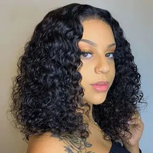 Afro Curly Perücken Lace Front Bob Curly Perücken Natürlicher Haaransatz 180% Dichte Lace Frontal Remy Echthaar Perücken für schwarze Frauen