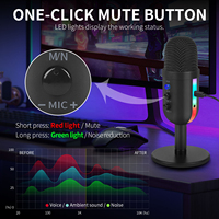 Microphone d'enregistrement de studio à condensateur filaire USB RVB pour les jeux et la diffusion YouTube Construction en métal durable