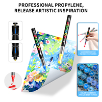 Marqueurs de peinture acrylique Flysea Flysea 288 couleurs, stylos à pointe pinceau souple, peinture acrylique à base d'eau sans transfert (format valise)