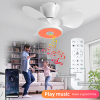 Ventilateur de plafond en plastique de 24 pouces avec lumière, mini haut-parleur RGB scandinave, commande vocale Wi-Fi, moteur DC pour chambre d'enfant, OEM ODM