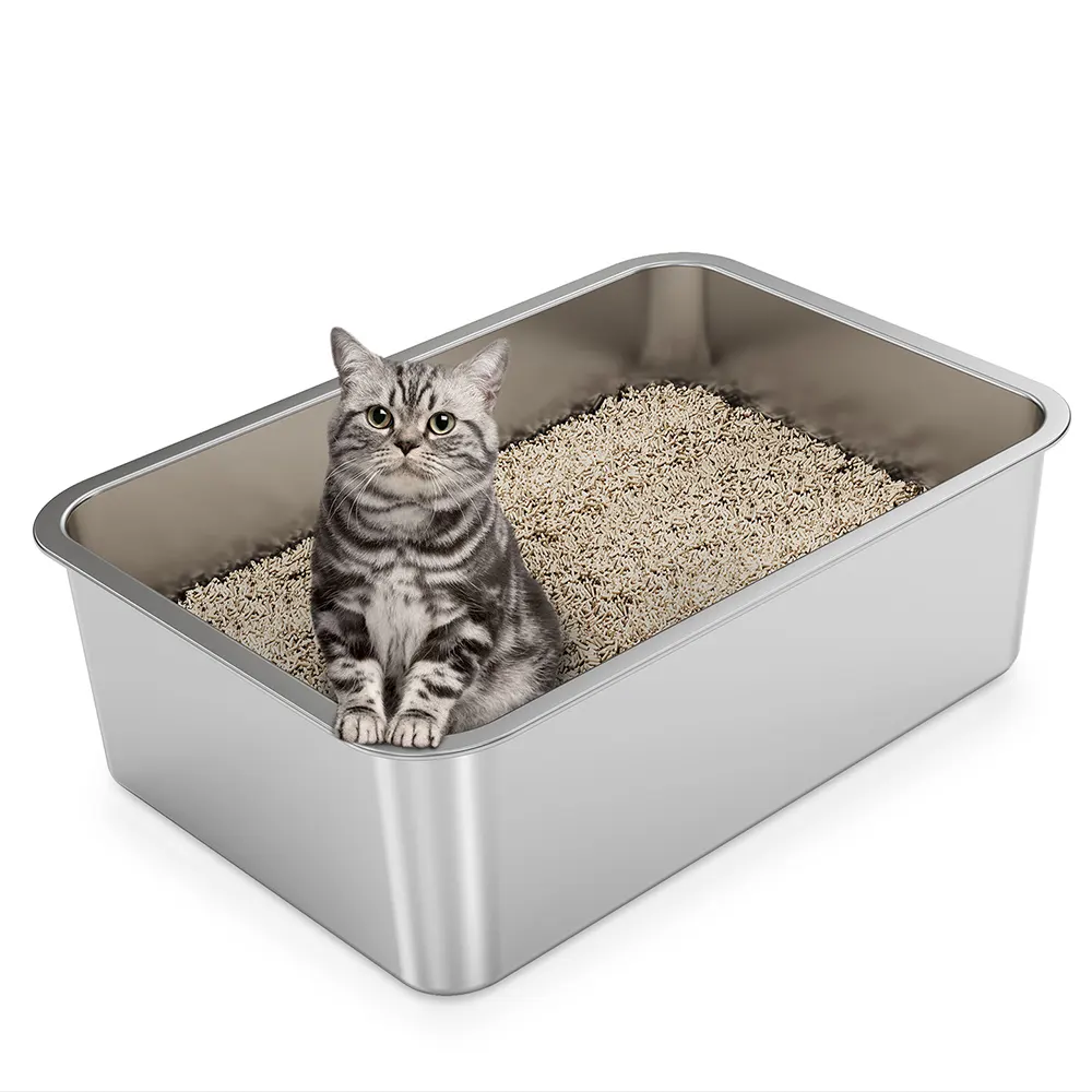 Drop-Shipping Einfach reinigbarer Edelstahl-Katzen-Klo