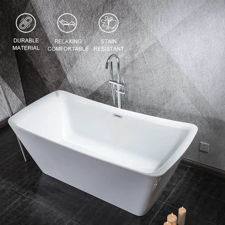 OEM ODM colore personalizzato moderno con scolapiatti troppopieno ammollo vasca da bagno Freestanding in acrilico