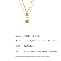 Collier pendentif en acier inoxydable plaqué or avec imitation perle et zircon, chaîne torsadée, breloque ronde creuse vintage