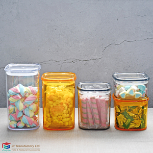 Pot en plastique sans BPA SAN AS, carré, coloré, conteneur de rangement, <span class=keywords><strong>orange</strong></span>, gris, transparent - Product Image 4