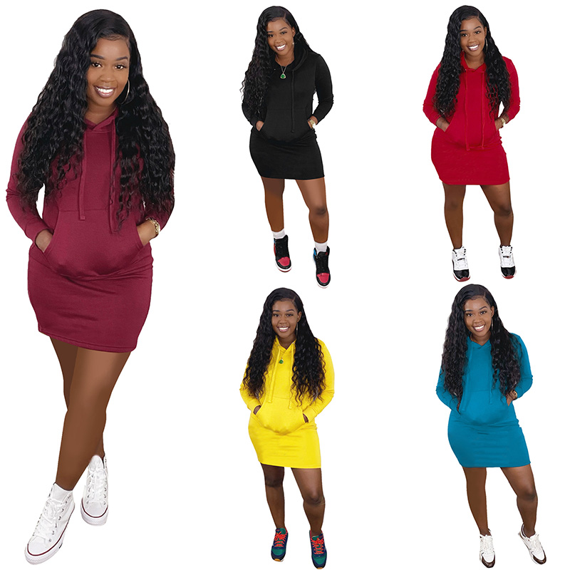 Женская Осенняя толстовка с капюшоном и длинным рукавом, облегающее женское платье с капюшоном в студенческом стиле, толстовка с капюшоном и передним карманом