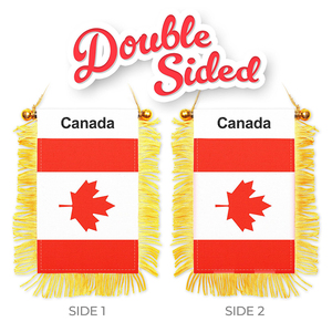 Drapeau canadien à franges double face en polyester avec impression numérique, <span class=keywords><strong>ventouse</strong></span> pour fenêtre, décoration de rétroviseur de voiture - Product Image 2