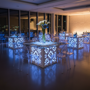 LED Cube Base Plastic 5ft 6ft 8ft Dining <strong>Table</strong> Folding Banquet Outdoor Furniture for Hotels Romantic Events Square Wedding Decor - Product Image 4