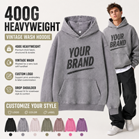 Sweat-shirt unisexe personnalisé 400G épais délavé style vintage avec logo et épaules tombantes pour marques de vêtements