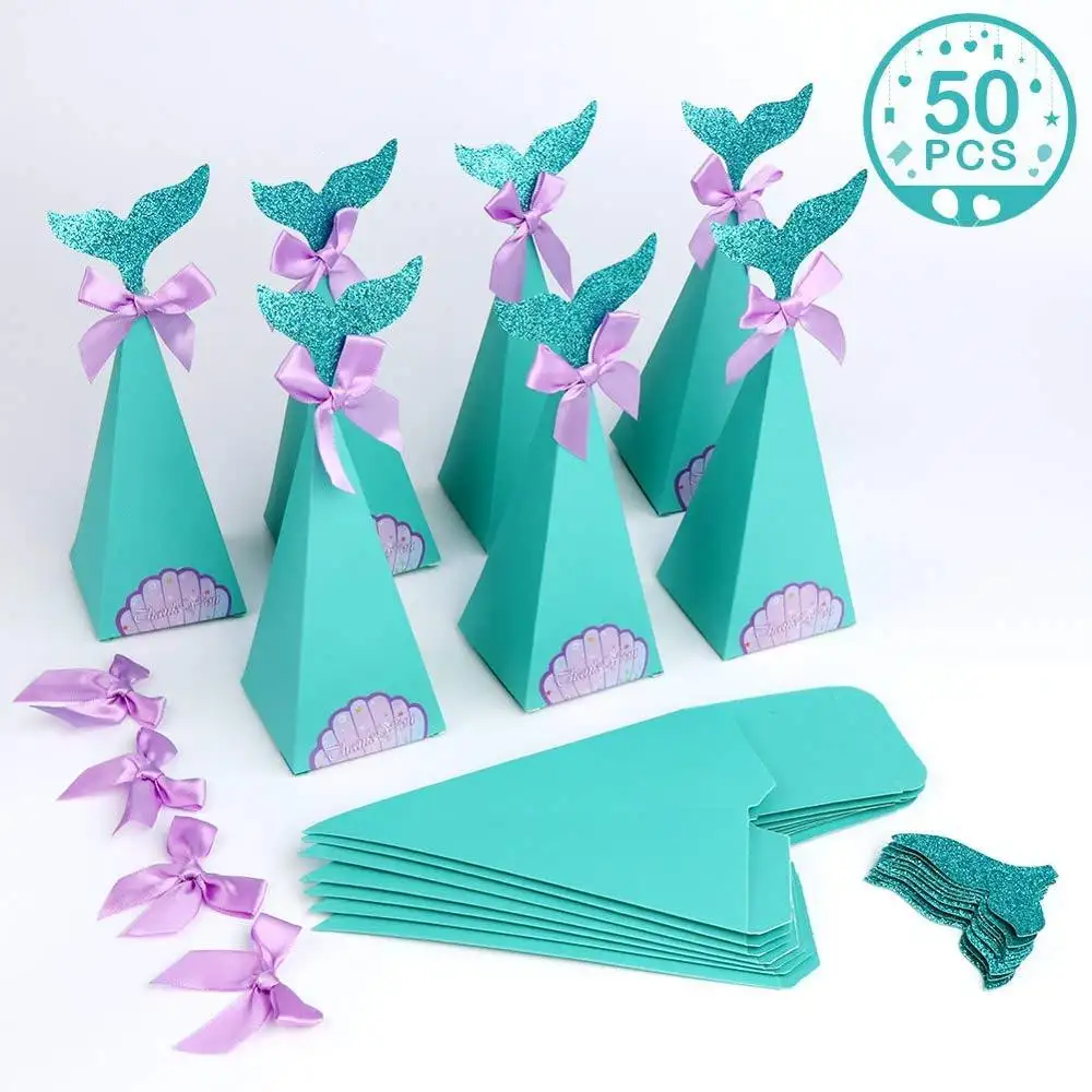 Mermaid Party Boxes Mermaid Gift Bags Box for Kids Mermaid Party Supplies Baby Shower Birthday Decorations