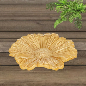 Floral <b>Ceramic</b> Decorative <b>Plate</b> Handmade Gold Flower Shape Engraved Design for Party Serving and Display - Product Image 3