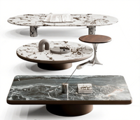 Table basse en marbre haut de gamme, ignifuge, écologique, durable, avec fonction de rangement, exclusive pour les halls de restaurants
