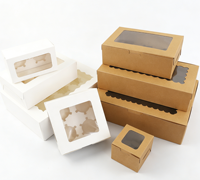 Boîte à cupcakes en carton rigide, écologique, recyclable, transparente, avec fenêtre, résistante, pour boulangerie, avec séparateurs, logo personnalisé, vente en gros