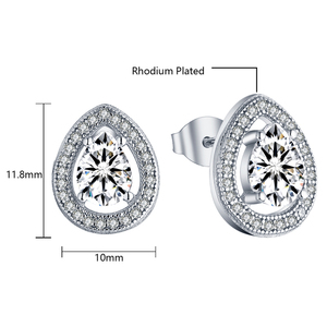 Pendientes de Plata de Ley 925 YILUN con Baño de Rodio en Forma de Lágrima con Circonita Cúbica Transparente, Joyería Elegante para Mujer - Product Image 6