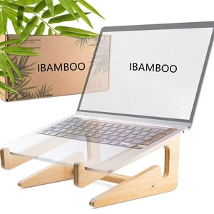 Ibamboo Solid Wood Laptop <b>Stand</b> 10-15 Inch <b>Desktop</b> Riser For Cooling And Gaming Laptops - Product Image 1