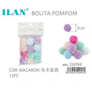 Ilan Bolita Pompom 3Cm Colore Macaron 12 Pezzi Decorazione Artigianale - Product Image 3