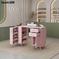 Nouvelle table à ongles rose de luxe, table de manucure, bureau et chaise en marbre pour salon de manucure, ensemble en promotion, mobilier de salon