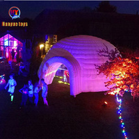 Tente dôme gonflable blanche de 10 mètres pour fête de Noël, grande tente igloo avec tunnel