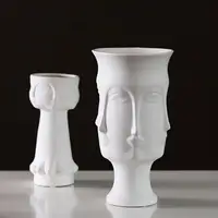 フェイス花瓶2021最新の白いユニークなバイザー花瓶ホット販売クリエイティブモダン北欧セラミック6フェイス花瓶家の装飾
