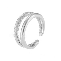 Bijoux de mode minimalistes en acier inoxydable plaqué or 18 carats, bague tressée à double couche pour femmes, vente en gros