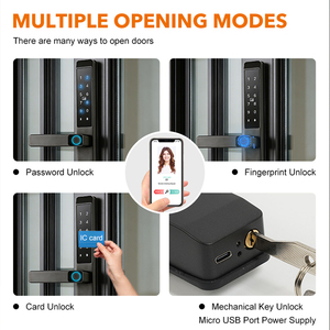 Kunci Pintar Tahan Air IP66 Tuya Wifi <span class=keywords><strong>Digital</strong></span> Biometrik Sidik Jari Kartu Kata Sandi Kunci Pintu Aluminium Tipis untuk Pintu Kaca - Product Image 3