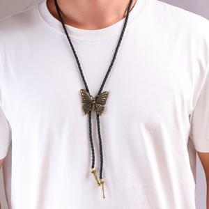 Cadena de cintura de mariposa de aleación de estaño para mujer, joyería de fiesta, collar de moda, diseño de cuerda negra con acabado plateado envejecido - Product Image 2