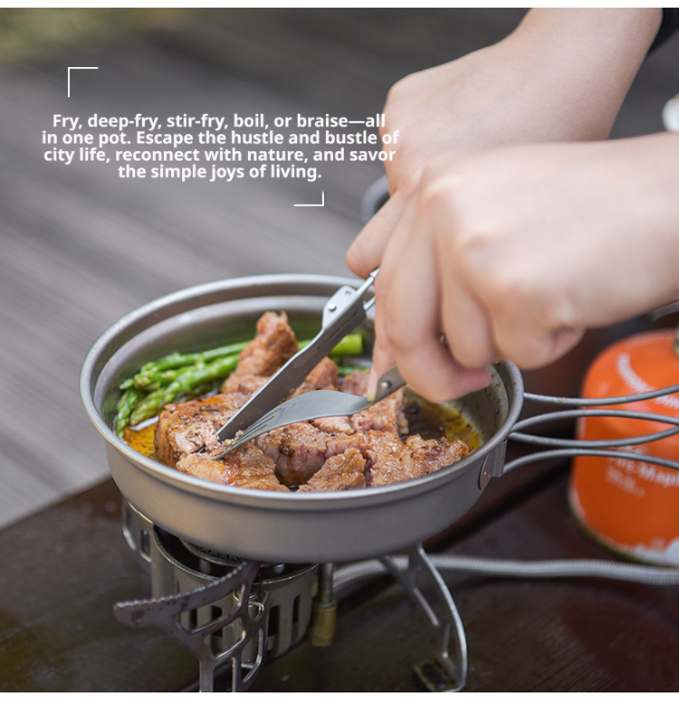 Portable Outdoor Titanium Cookware Set Foldable