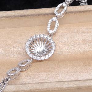 สร้อยข้อมือเงินแท้ S925 ลายดอกทานตะวันแบบกลวง รุ่น A6046 อุปกรณ์เสริม DIY หรูหราสำหรับเครื่องประดับมุก ขนาด 12-13 มม. ตัวเรือนเปล่า - Product Image 4