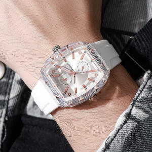 남성을위한 독특한 실리콘 젤리 시계 패션 스퀘어 디자인 석영 남성용 시계 블랙 고딕 펑크 캐주얼 스포츠 손목시계 - Product Image 2