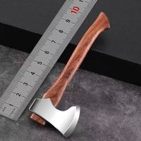 Hache de combat artisanale multi-usage pour la lutte contre les incendies en montagne, lame en acier inoxydable, manche en bois, petite hache de jeu stylée