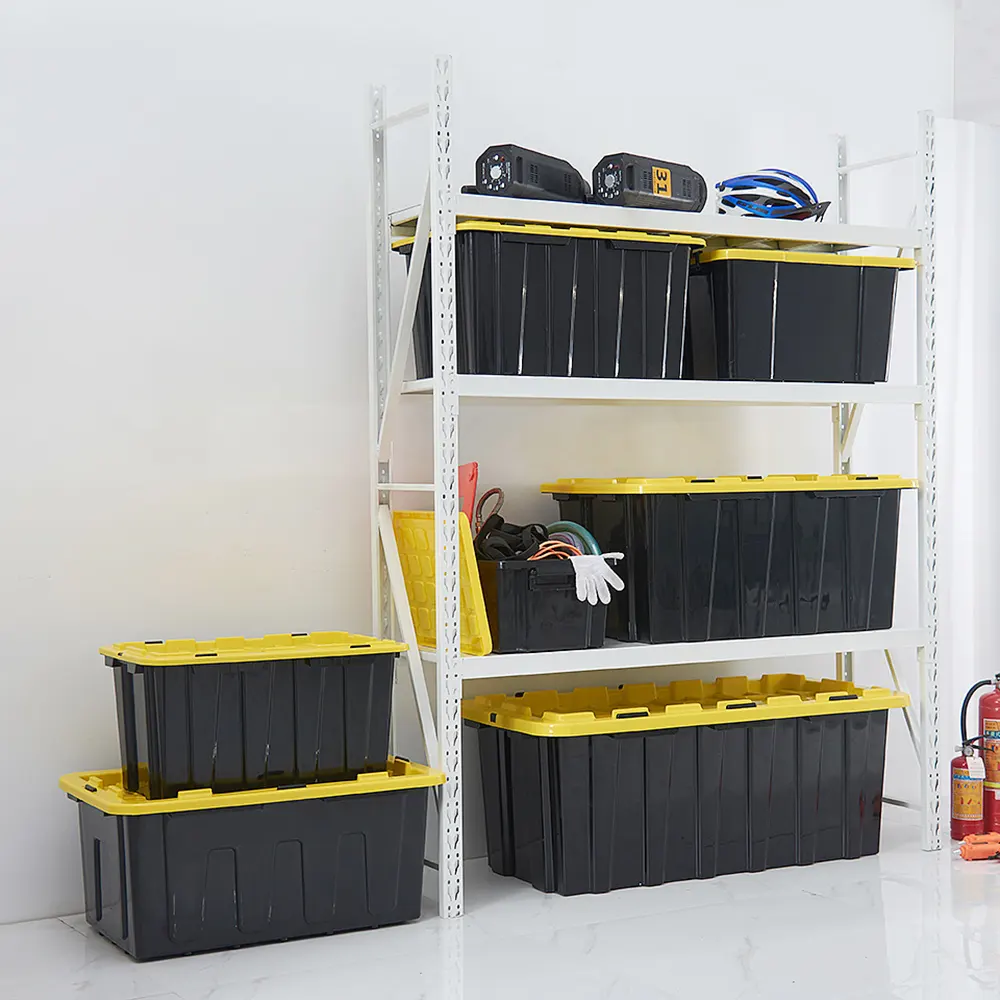 Plastic Storage Box With Lid Modern 57l Stackable Heavy Duty Plastic Storage Box With Hinged Lid