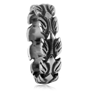 yunnique Men's <b>Titanium</b> Steel <b>Ring</b> Feather Design Geometric Pattern Gift Jewelry FY280125 - Product Image 3