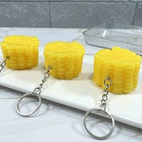 Llavero de PVC 3D Creativo con Segmentos de Maíz Simulados, Temática de Comida, Varias Formas, para Bolsos, Llaveros, Regalos Promocionales