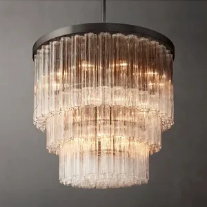 Blown Glass Large Chandeliers Ceiling Pendant Lights Indoor Cielo Round Bedroom Chandelier For Hotel