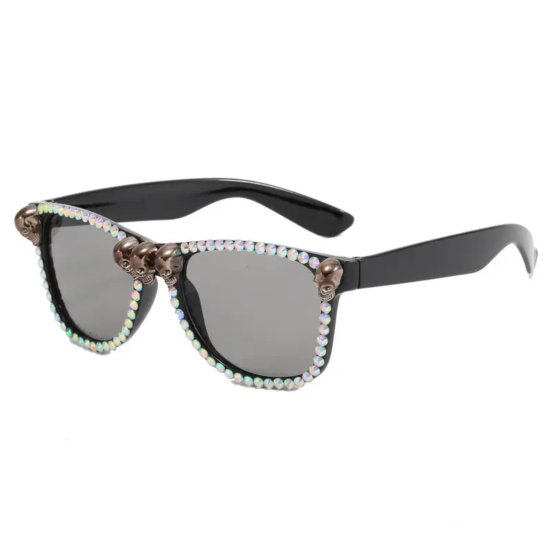 2024 New Halloween Diamond Fun Sonnenbrille Schädel Stock Kunden spezifische Sonnenbrille für Party