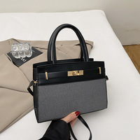 Tas Tote Wanita Berpanel Vintage Kasual dari Kulit PU dengan Desain Terstruktur, Penutup Ritsleting, dan Tahan Air