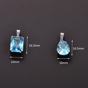 Pendentif en pierre naturelle colorée en acier inoxydable avec zircon clair, breloques pour collier DIY, fabrication de bijoux romantiques pour mariage - Product Image 2