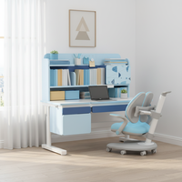 Ensemble de bureau et étagère pour élèves du primaire, moderne, avec tiroir de rangement, hauteur réglable, table d'étude carrée en bois, chambre à coucher, salon