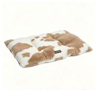 Coussin pour chien Yangyangpet Cream & Latte en velours côtelé, luxueux, carré, lavable, indestructible, amovible et résistant aux morsures