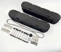 Couvercles de soupapes noirs à ailettes en aluminium avec supports de bobine et couvercles pour LS1 LS2 LS3 LS6 LS7 5.7 6.0 6.2L