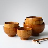 Bol rond en bois pour la cuisine, pour fruits, salades, soupes, nouilles, riz