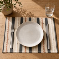 Set de table en lin et coton imprimé sur mesure 35x48cm |   Rayures scandinaves festonnées |   Impression numérique en gros