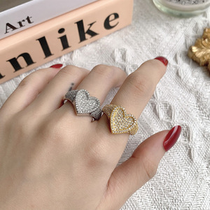 New Fashion 18K Gold Plated <b>Iced</b> Out Cubic Zircon Heart <b>Ring</b> for Women - Product Image 3