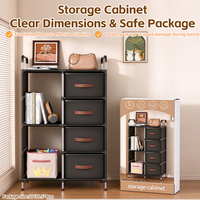 Commode à 4 tiroirs en tissu avec étagères ouvertes, meuble de rangement à structure métallique pour chambre et salon, vente en gros