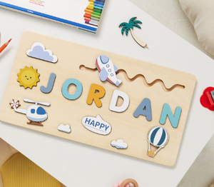 Tableau d'activités Montessori multifonction personnalisable Novacross, <span class=keywords><strong>puzzle</strong></span> en <span class=keywords><strong>bois</strong></span> avec nom et enseignes murales - Product Image 5