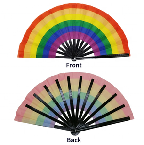 Rainbow Style Bamboo Folding Hand Rave <b>Fan</b> for Women/Men Chinese Japanese-Bamboo Art Craft - Product Image 5