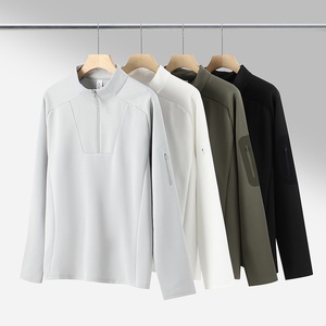 T-shirt de sport personnalisé pour homme à manches longues, pull à demi-zip, séchage rapide, respirant, pour l'extérieur, la gym, l'entraînement, la course à pied - Product Image 6